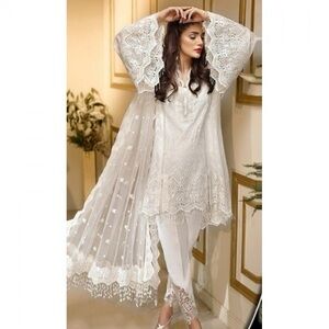 Elegant White Lace Pakistani/Indian 3-piece Suit